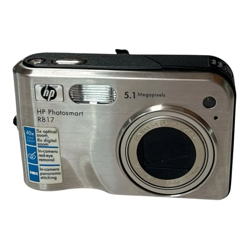 Vtg HP Photosmart R817 5.1MP Digital Camera 5x Optical Zoom Battery Case SD Card